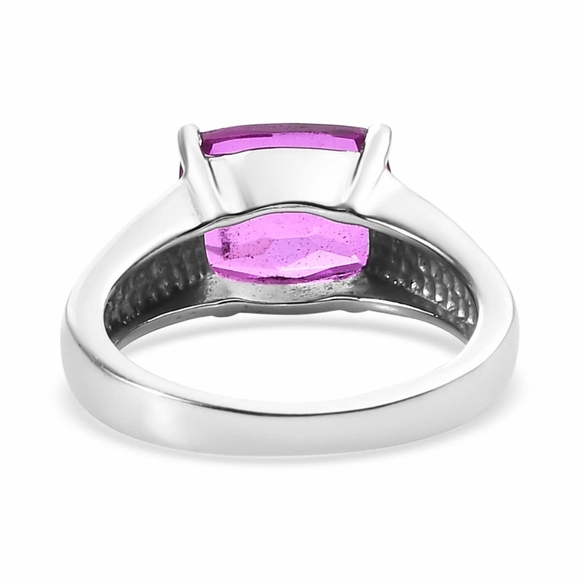 Radiant Orchid Quartz  3.35 ctw Solitaire Ring in Stainless Steel - Picture 4 of 5